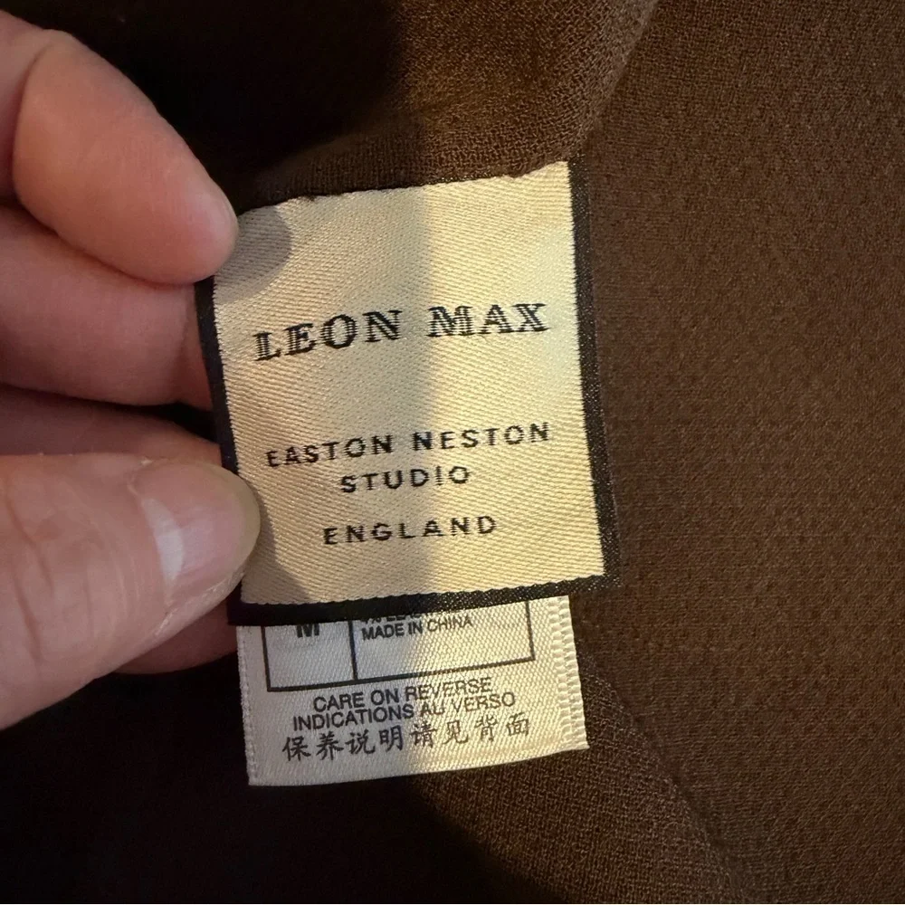 Leon Max Womens Cropped Boxy Blazer Academia Quiet Luxury MEDIUM Chocolate Brown